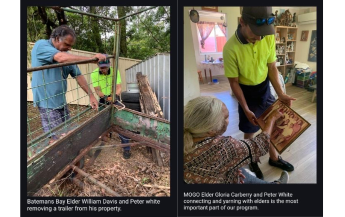 Two photos of Steph's Home Services helping Elders in Mogo